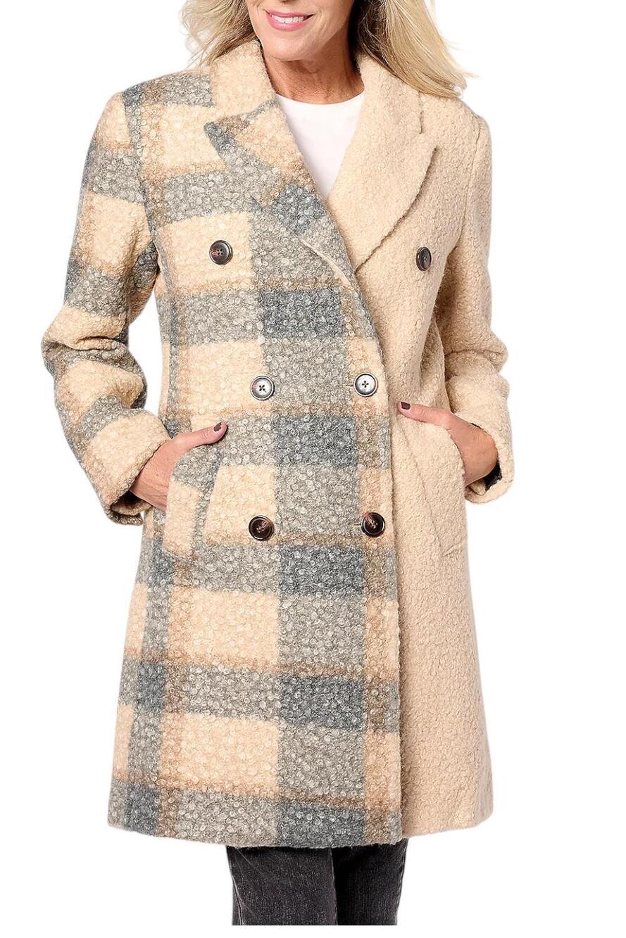 Thread Collective Women's Plaid Blocked Faux Wool Peacoat Camel - Regular